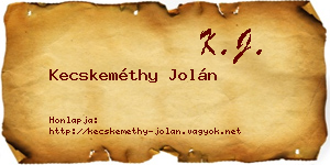 Kecskeméthy Jolán névjegykártya